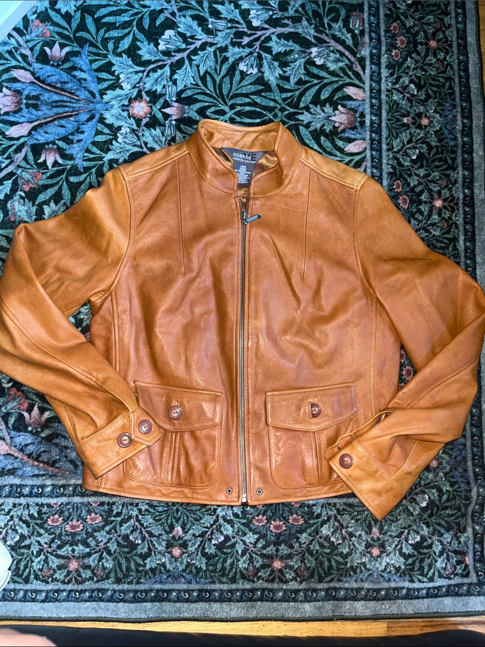 George Women's Tan Leather Zip Jacket